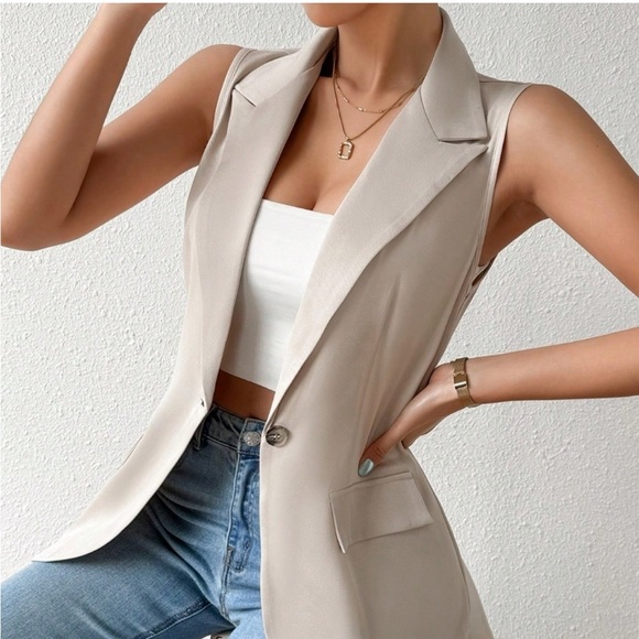 Frenchy Women's Lapel Collar Suit Vest - Picture 2 of 4